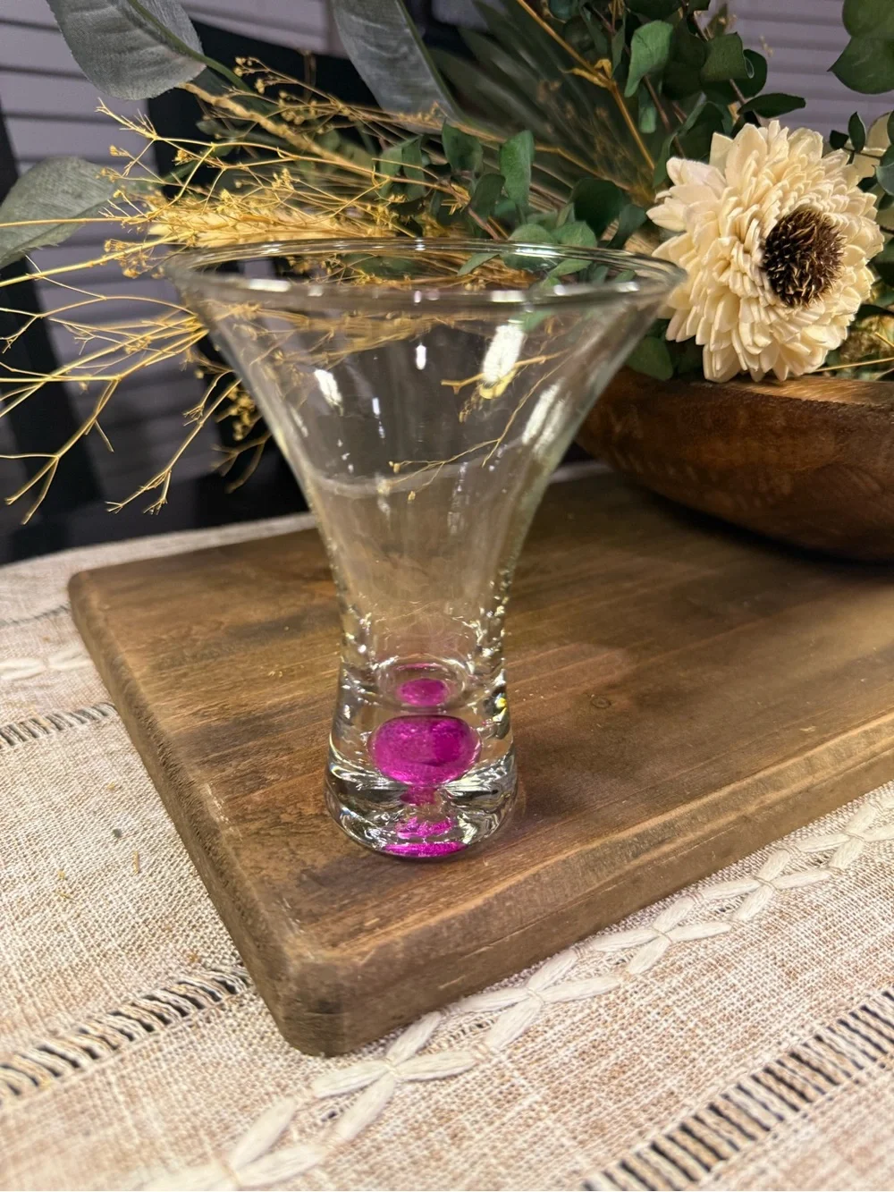 Set Of 4 Vtg Blown Multi Colored Bubble 4” Double Shot  Tall Glasses